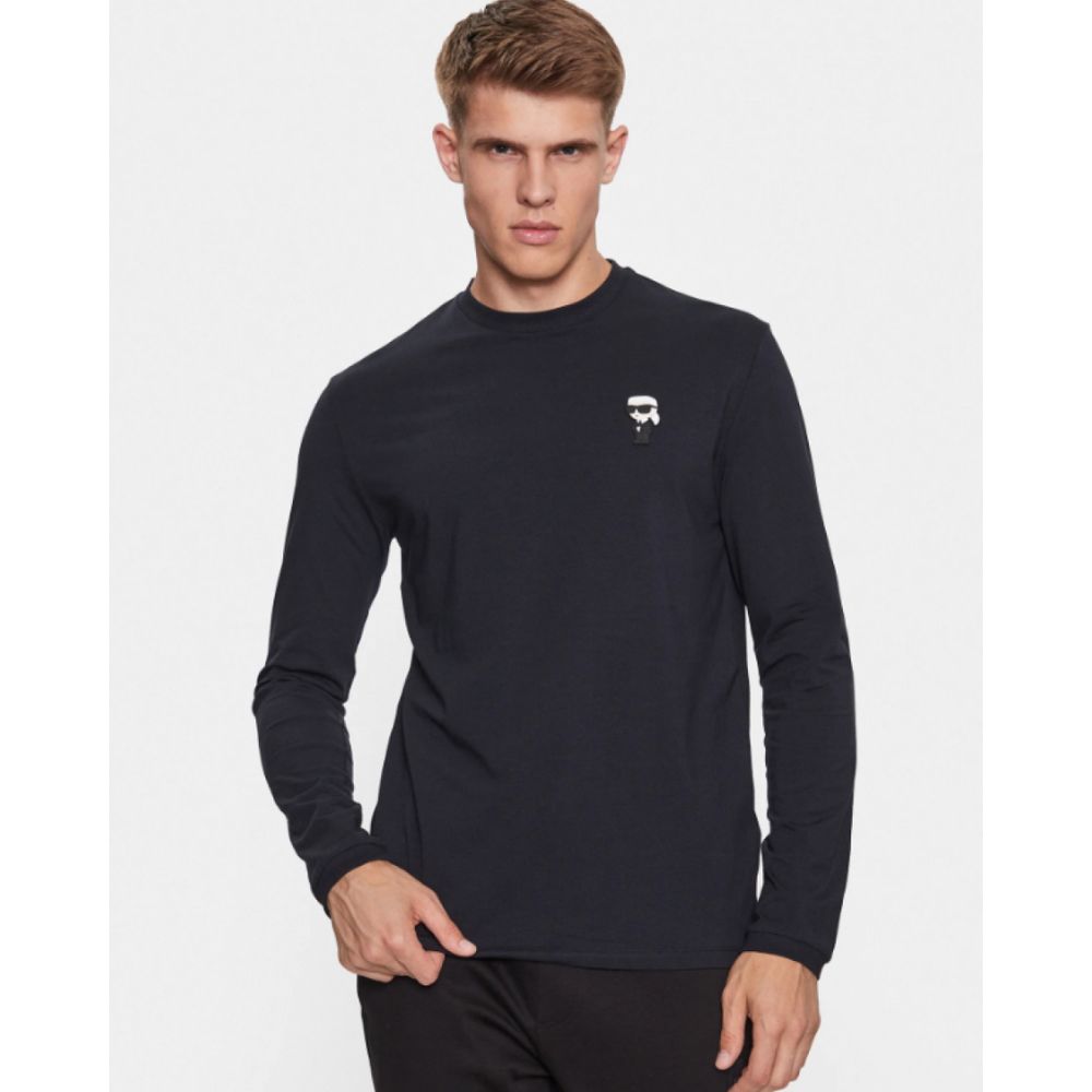 KARL LAGERFELD MEN T-SHIRT CREWNECK LONG SLEEVE BLACK